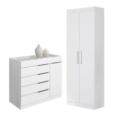 Cômoda Sapateira Sevilha 2004147 E Armário Multiuso 2000191 Branco Brilho - Aramóveis
