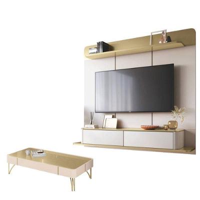 Home Suspenso Galax Com Mesa De Centro Cadenza Champanhe Off White - Hb Móveis