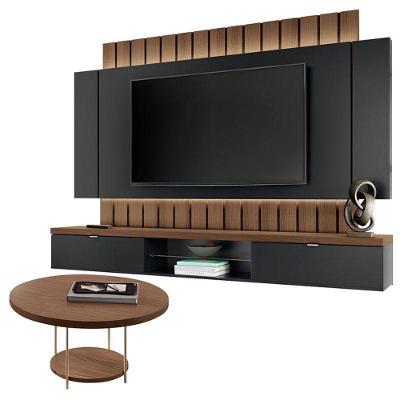 Home Suspenso Illusion 2.2 Preto Castanho E Mesa De Centro Sky Castanho- Hb Móveis