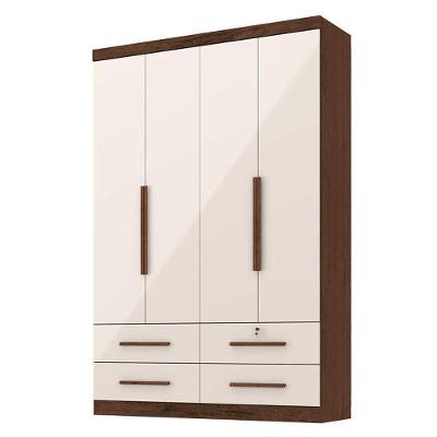 Guarda Roupa Solteiro Maximus Plus 4 Portas Jacarandá Off White – Zanzini