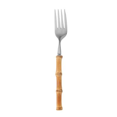 Jogo De Garfos De Mesa Em Inox E Cabo Em Bambu Tulum Com 4 Peças Wolff