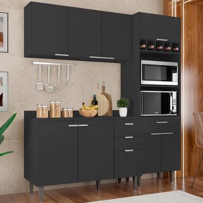Armário De Cozinha Com Tampo Cp02 180cm Pérola Preto Z34 - Mpozenato