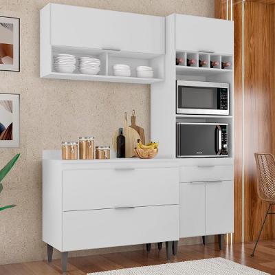 Armário De Cozinha Com Tampo Cp02 160cm Pérola Branco Z34 - Mpozenato