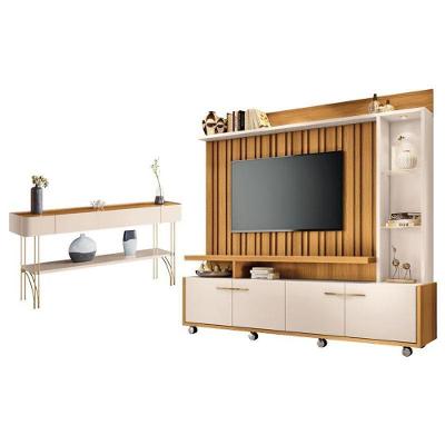 Estante Home Theater Titan E Aparador Vivant Cinamomo Off White - Hb Móveis