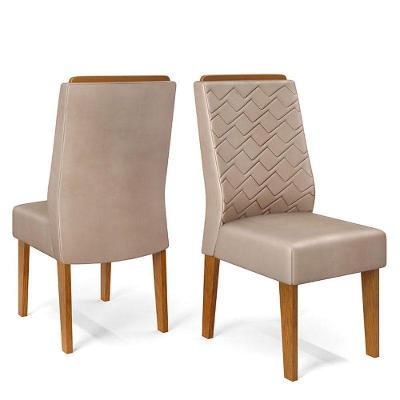 Cadeira Para Mesa De Jantar Lidia Kit 2 Peças Freijó Veludo Kraft - Dj Móveis