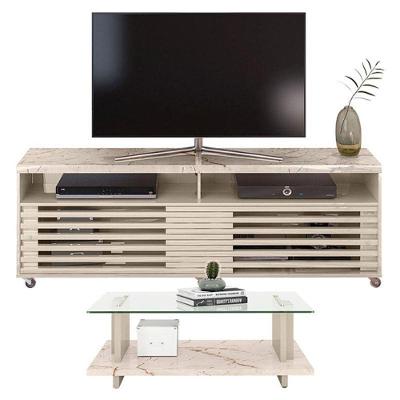 Rack Bancada Com Mesa De Centro Frizz Cross Calacata Off White – Madetec