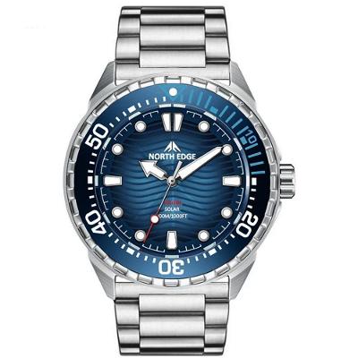 Relógio Masculino De Mergulho Triton Movido A Energia Solar A Prova D´agua Impermeavel Azul Prata