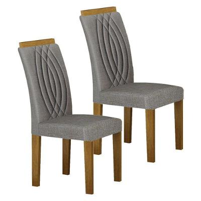 Cadeira Para Mesa De Jantar Doha Mdf Kit 2 Peças Freijó Linho Cinza - Leifer Móveis