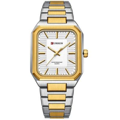 Relógio Masculino Em Aço Inoxidável De Quartzo Casual Impermavel 3atm Branco Dourado