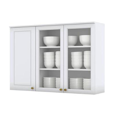 Armário Aéreo 3 Portas Com Vidro 120 Cm Nova York Branco Hp – Henn
