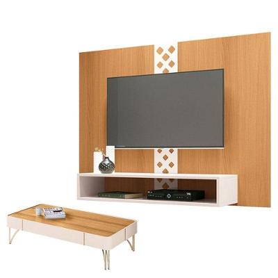 Painel Para Tv Home Suspenso Form Com Mesa De Centro Cadenza Cinamomo Off White – Hb Móveis
