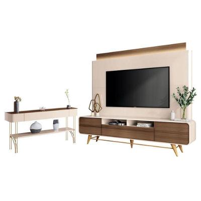 Estante Home Theater Nobre E Aparador Vivant Off White Castanho – Hb Móveis