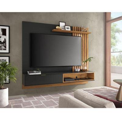Painel Para Tv Suspenso Ambiente Tocantins 1.6 Preto Acetinado Noce Milano- Colibri