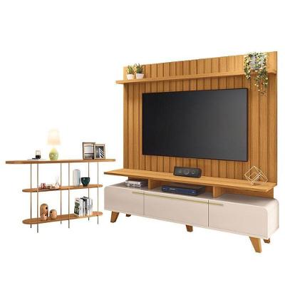 Rack Bancada Essenza E Painel Link 2.0 Com Aparador Infinity Off White Cinamomo – Hb Móveis