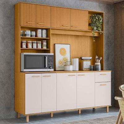 Cozinha Compacta 180cm Martina Freijó/ripado/off Acetinado Z44 - Mpozenato