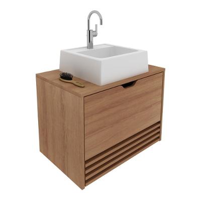 Gabinete Banheiro 1 Porta 1 Gaveta 60Cm Suspenso Multimóveis Vcr10091 Amêndoa Amêndoa