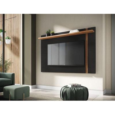 Painel Para Tv Suspenso Extensivo Ambiente Leme Preto Acetinado Noce Milano - Colibri