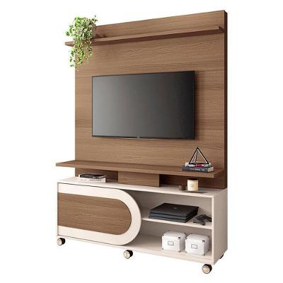 Estante Home Theater órbis Castanho Off White - Hb Móveis