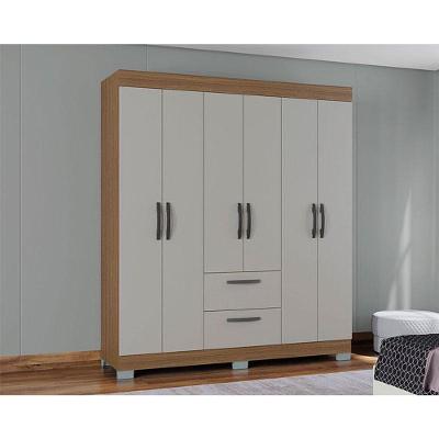 Guarda Roupa Casal Ambiente Tóquio 6 Portas Castanho Off White - Poquema