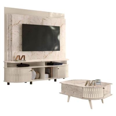Estante Home Theater Daytona Com Mesa De Centro Indianápolis Calacata Off White – Madetec