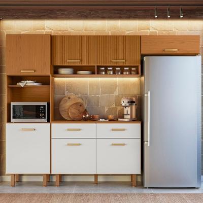 Cozinha Compacta 260cm Nicole Freijó Uv/ripado/off Acetinado Z44 - Mpozenato