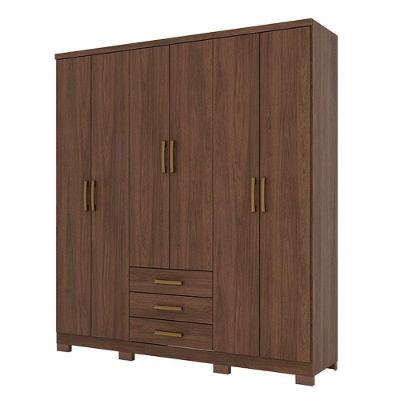 Guarda Roupa Casal City 6 Portas Castanho - Henn