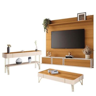Home Suspenso Max E Aparador Vivant E Mesa De Centro Cadenza Cinamomo Off White - Hb Móveis