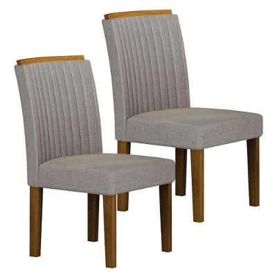 Cadeira Para Mesa De Jantar Jade Mdf Kit 2 Peças Freijó Linho Cinza – Leifer Móveis