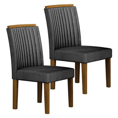 Cadeira Para Mesa De Jantar Jade Mdf Kit 2 Peças Freijó Joli Chumbo – Leifer Móveis