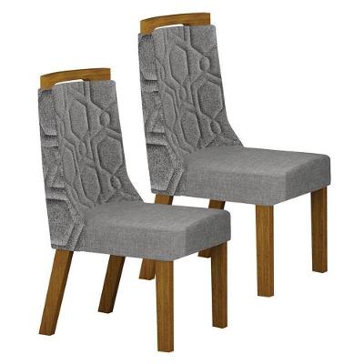 Cadeira Para Mesa De Jantar ágata Mdf Kit 2 Peças Freijó Linho Cinza – Leifer Móveis