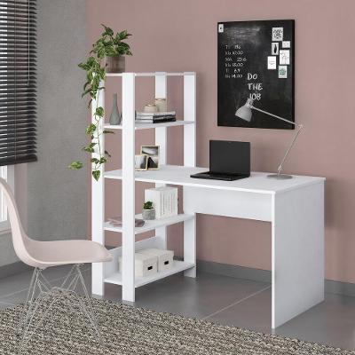 Escrivaninha 120Cm Com Estante Lateral Multimóveis Cr25207 Branca Branco