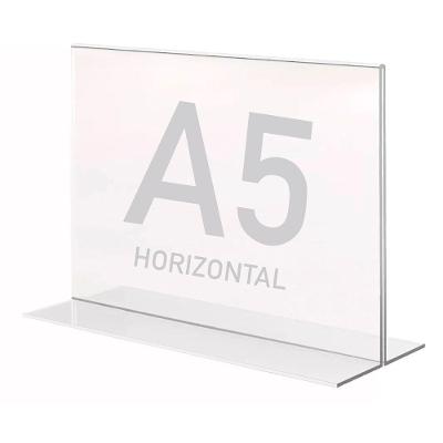 Display Expositor T A5 15x21cm Horizontal Acrílico Ps Balcão
