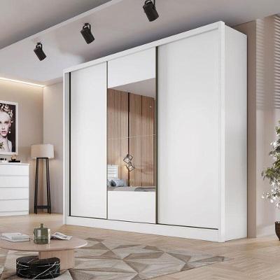 Guarda Roupa Casal Ambiente Medelim 3 Portas 6 Gavetas Neve Com Espelho – Novo Horizonte