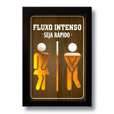 Quadro Decorativo Frase Banheiro Fluxo Intenso 33x43 Cm