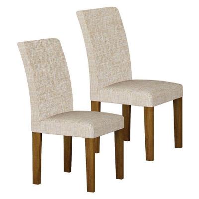 Cadeira Para Mesa De Jantar Napoli Mdf Kit 2 Peças Freijó Linho Palha – Leifer Móveis