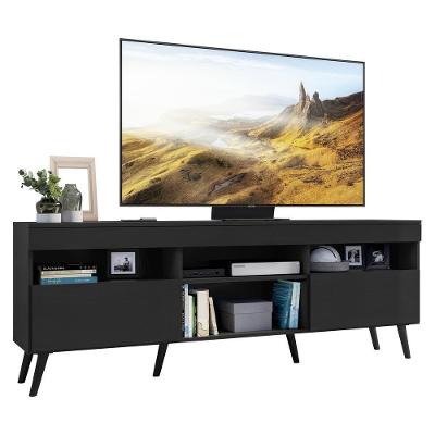 Rack Tv 65" Retrô 2 Portas Paris Multimóveis V3327 Preto Preto
