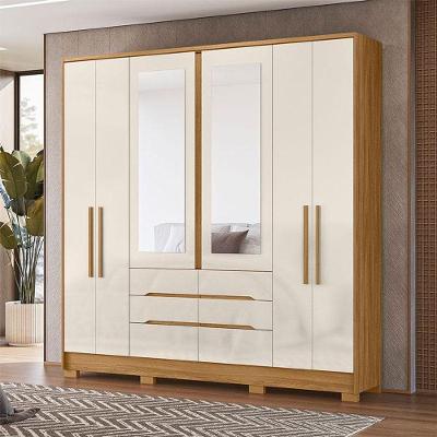 Guarda Roupa Casal Ambiente San Francisco 6 Portas Freijó Off White Com Espelho - Moval