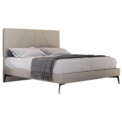 Cama Casal King Com Cabeceira 199cm Pés Metálicos Elisa S05 Linho Bege - Mpozenato