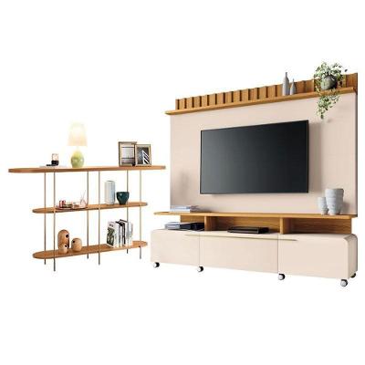 Estante Home Theater Artís Off White Cinamomo E Aparador Infinity Cinamomo – Hb Móveis