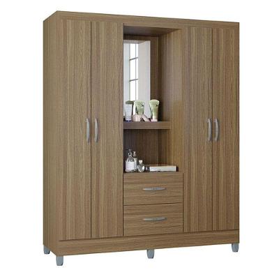 Guarda Roupa Solteiro Cordoba 4 Portas Castanho – Poquema