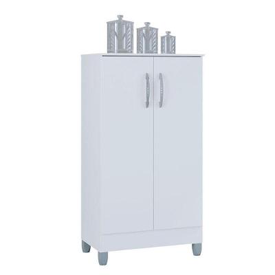 Armário Multiuso 2 Portas Pequeno Branco Brilho - Poquema