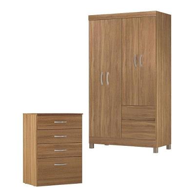 Cômoda Astral E Guarda Roupa Solteiro Lótus Amêndola Touch - Demóbile