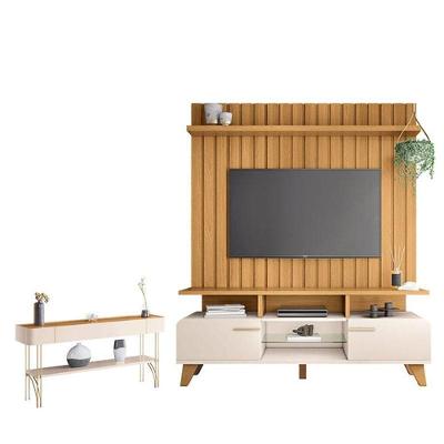 Rack Bancada Essenza E Painel Link 1.6 Com Aparador Vivant Off White Cinamomo – Hb Móveis