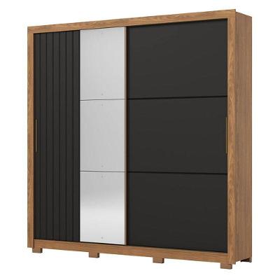 Guarda Roupa Casal Vasti 2 Portas Nature Preto Hp – Henn