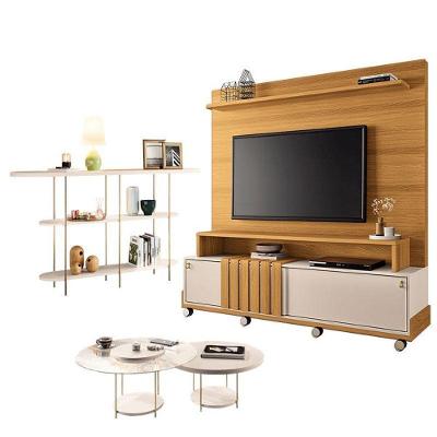 Estante Home Theater Bold Off White Cinamomo E Aparador Infinity E Kit Mesa De Centro Sky Off White - Hb Móveis