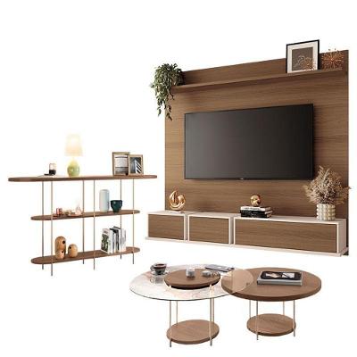 Home Suspenso Max Castanho Off White E Aparador Infinity E Kit Mesa De Centro Sky Castanho- Hb Móveis