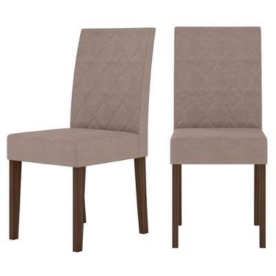 Cadeira Para Mesa De Jantar Jade Kit 02 Peças Bordado Amêndoa Cappuccino – Poliman