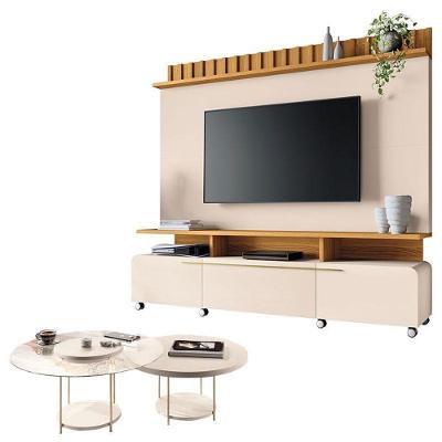 Estante Home Theater Artís Off White Cinamomo E Kit Mesa De Centro Sky Off White – Hb Móveis