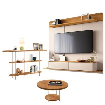 Home Suspenso Galax Cinamomo Off White E Aparador Infinity E Mesa De Centro Sky Cinamomo- Hb Móveis