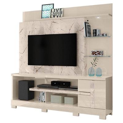 Estante Home Theater Alan Com Pés Calacata Off White – Madetec